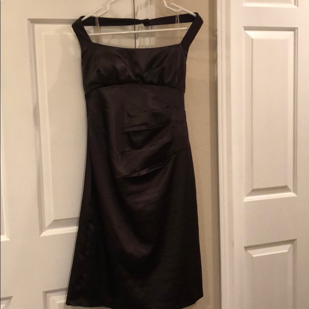 Shiny brown halter dress